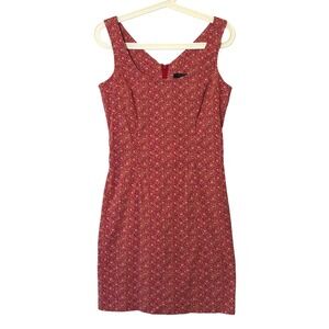 Vintage Express Red Floral Ditsy Print Mini Dress Y2K Sleeveless Stretch 5/6